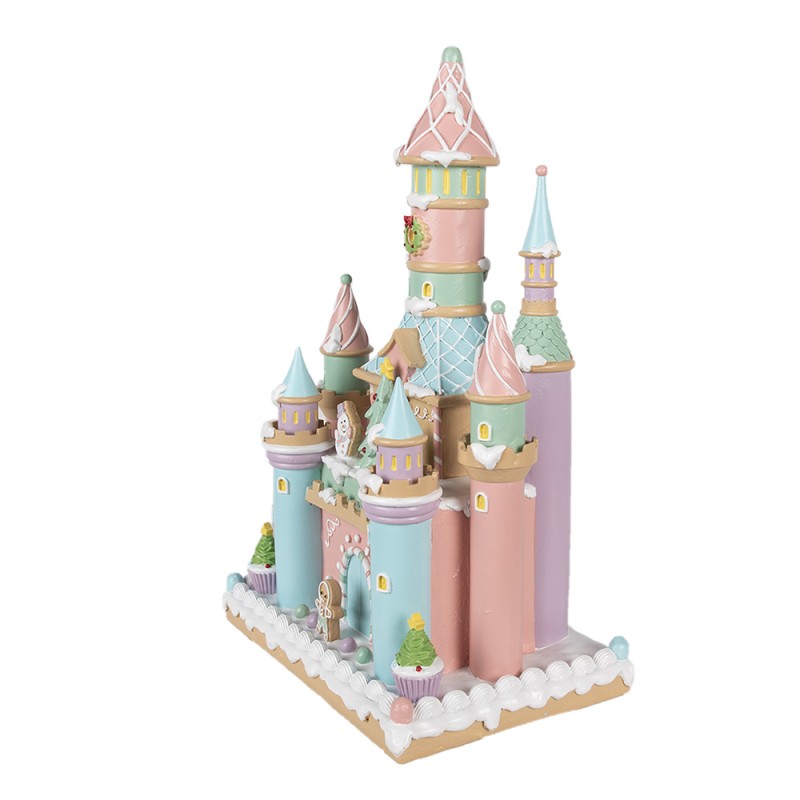 Clayre & Eef Gingerbread house 27x18x42 cm Roze Polyresin