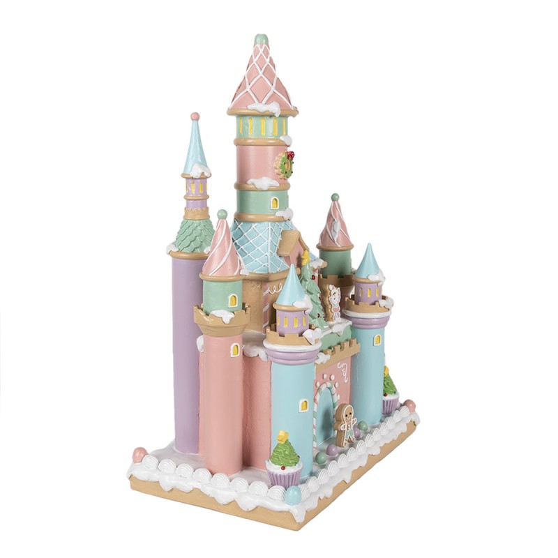 Clayre & Eef Gingerbread house 27x18x42 cm Roze Polyresin