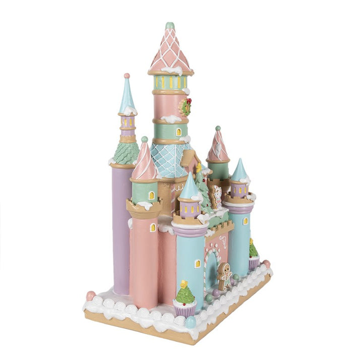 Clayre & Eef Gingerbread house 27x18x42 cm Roze Polyresin