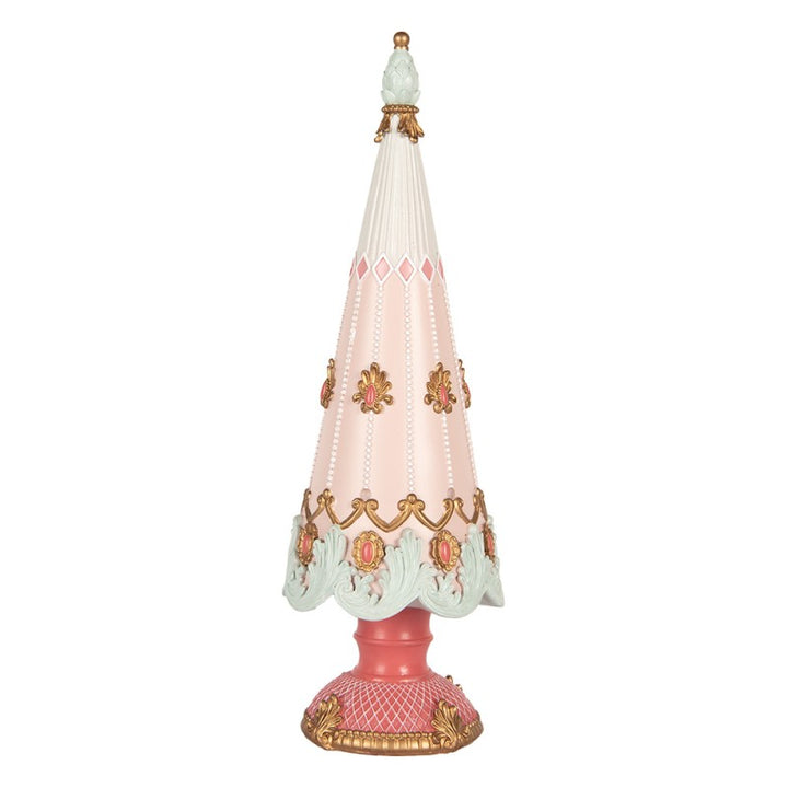 Clayre & Eef Kerstdecoratie Beeld Kerstboom Ø 10x30 cm Roze Kunststof