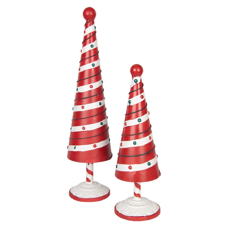 Kerstdecoratie Beeld Kerstboom - Rood Wit Metaal