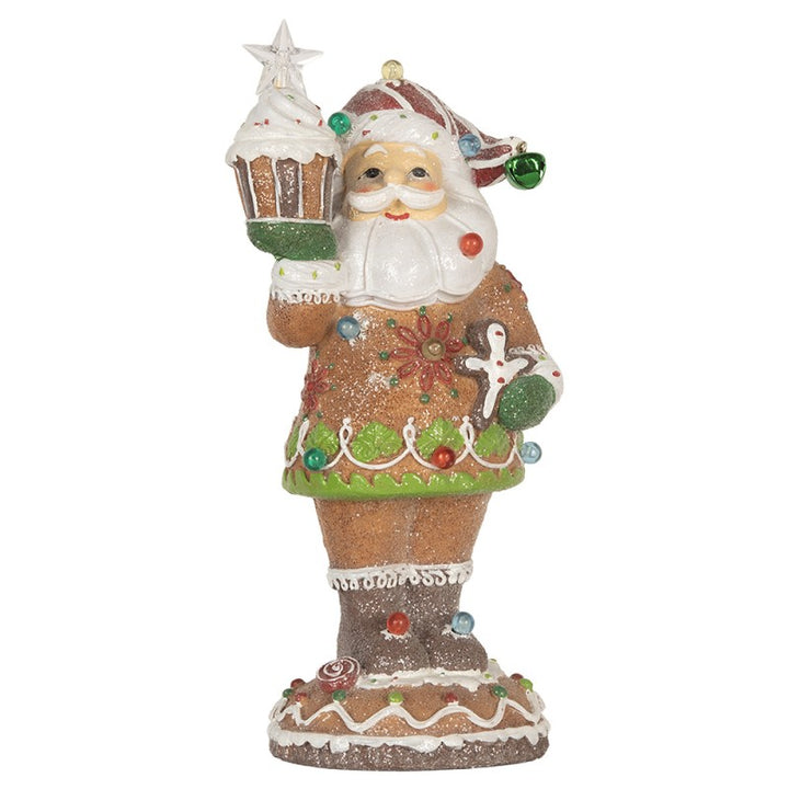 Clayre & Eef Kerstdecoratie Beeld Kerstman 15x13x32 cm