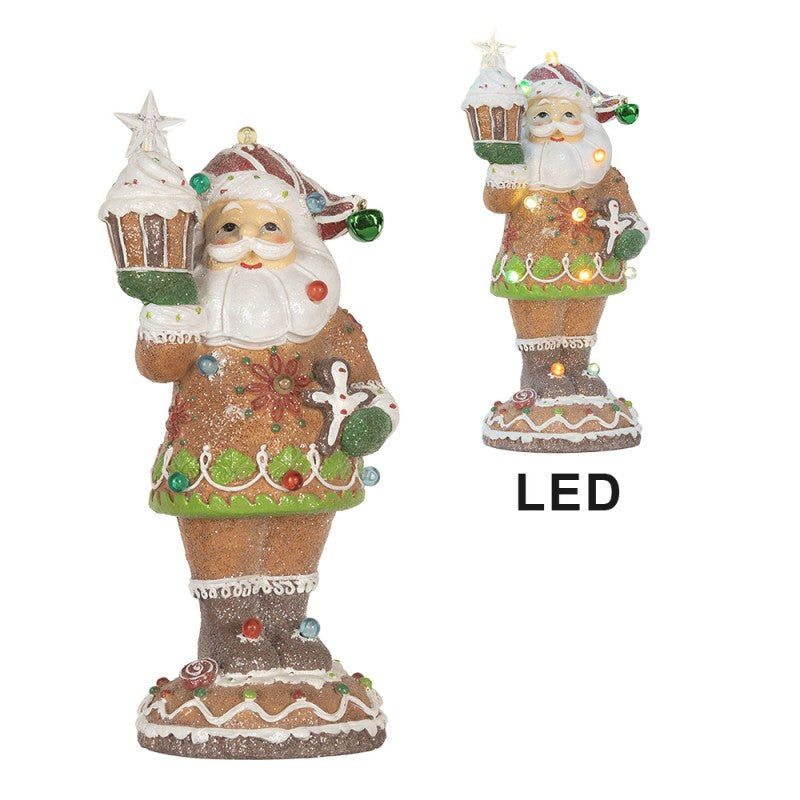 Clayre & Eef Kerstdecoratie Beeld Kerstman 15x13x32 cm
