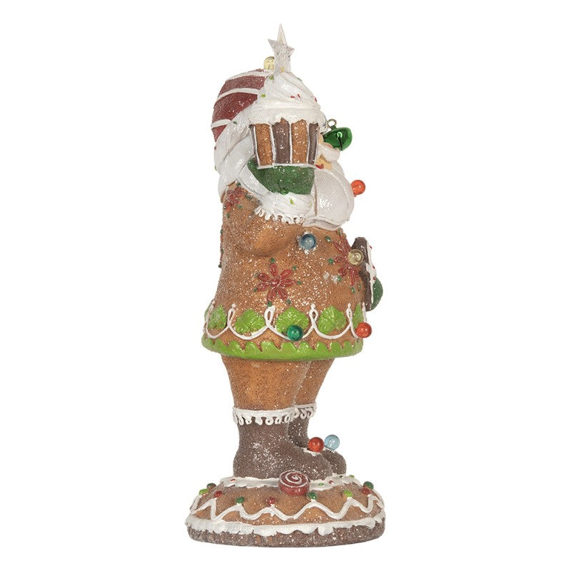 Clayre & Eef Kerstdecoratie Beeld Kerstman 15x13x32 cm