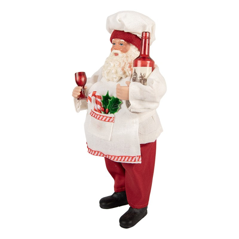Clayre & Eef Kerstdecoratie Beeld Kerstman 15x10x27 cm Rood Kunststof