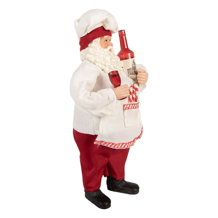Clayre & Eef Kerstdecoratie Beeld Kerstman 15x10x27 cm Rood Kunststof