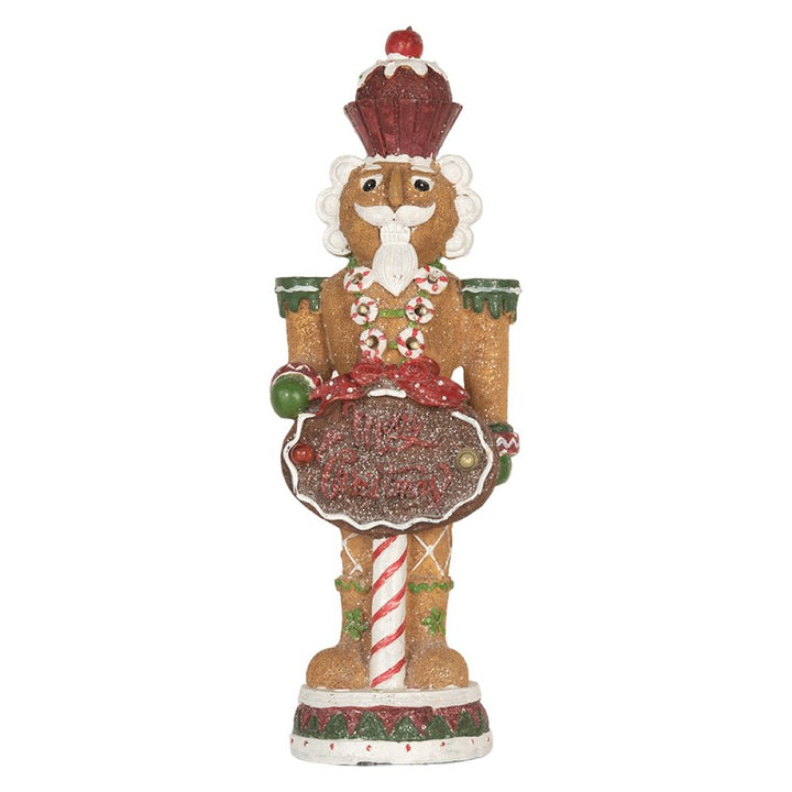 Clayre & Eef Kerstdecoratie Beeld Notenkraker 11x13x40 cm Bruin Kunststof