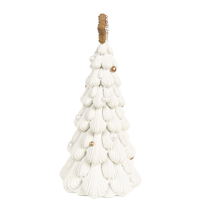 Clayre & Eef Kerstdecoratie Kerstboom Ø 13x26 cm Wit Polyresin