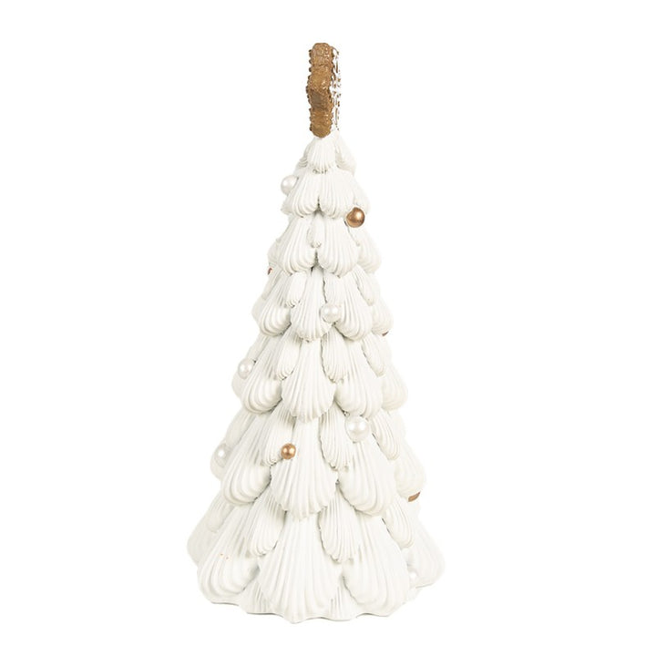 Clayre & Eef Kerstdecoratie Kerstboom Ø 13x26 cm Wit Polyresin