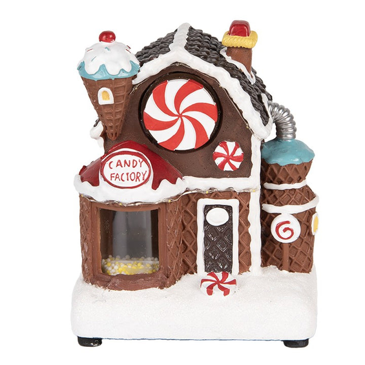 Clayre & Eef Kerstdecoratie met LED-verlichting en muziek Gingerbread house 15x11x19 cm