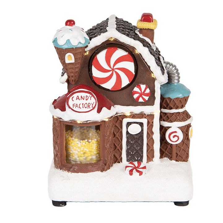 Clayre & Eef Kerstdecoratie met LED-verlichting en muziek Gingerbread house 15x11x19 cm