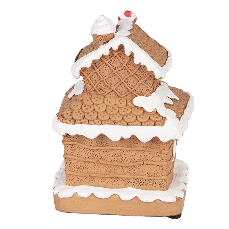 Clayre & Eef Kerstdecoratie met LED-verlichting Gingerbread house 11x10x17 cm