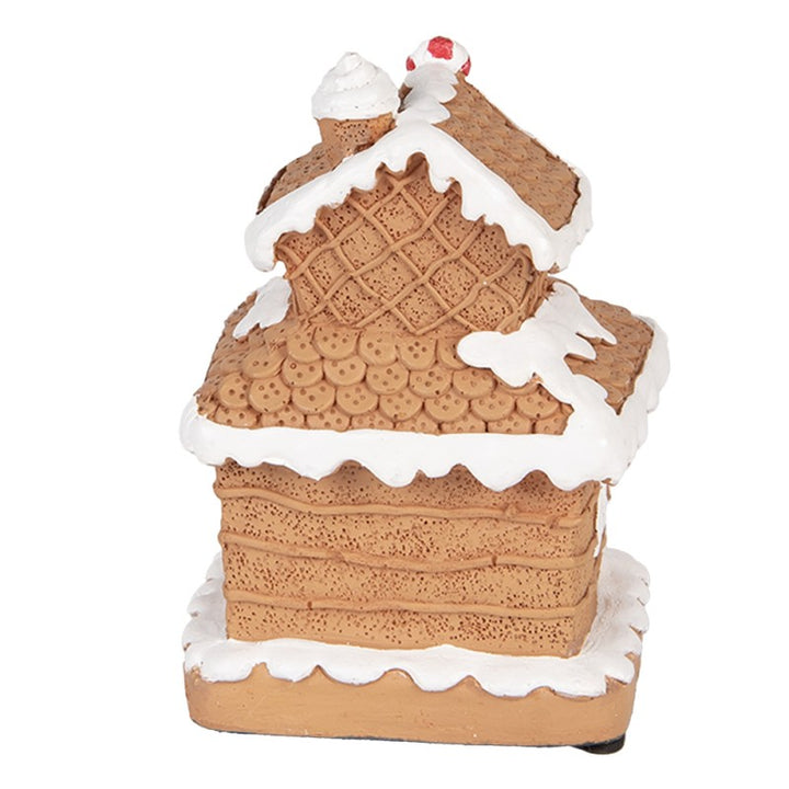 Clayre & Eef Kerstdecoratie met LED-verlichting Gingerbread house 11x10x17 cm