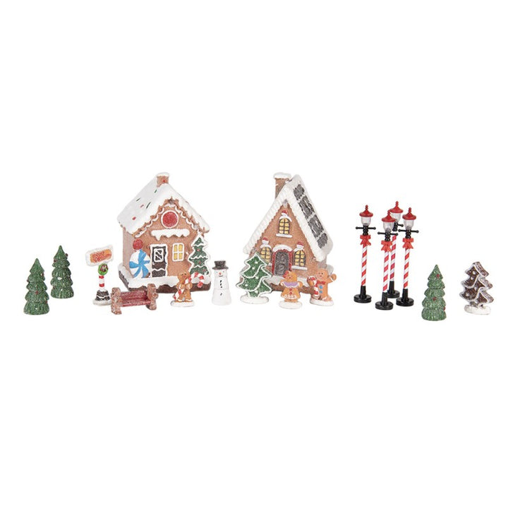 Clayre & Eef Kerstdecoratie met LED-verlichting Gingerbread house (set 17)