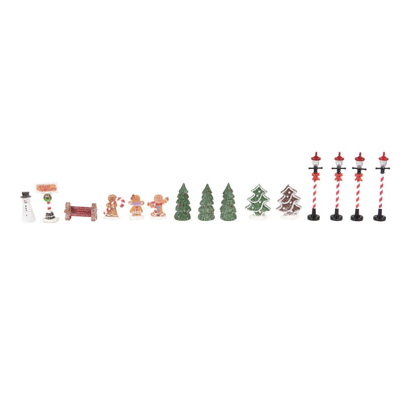 Clayre & Eef Kerstdecoratie met LED-verlichting Gingerbread house (set 17)