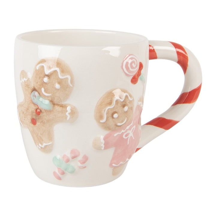 Clayre & Eef gingerbread kerst Mok 350 ml Wit Keramiek