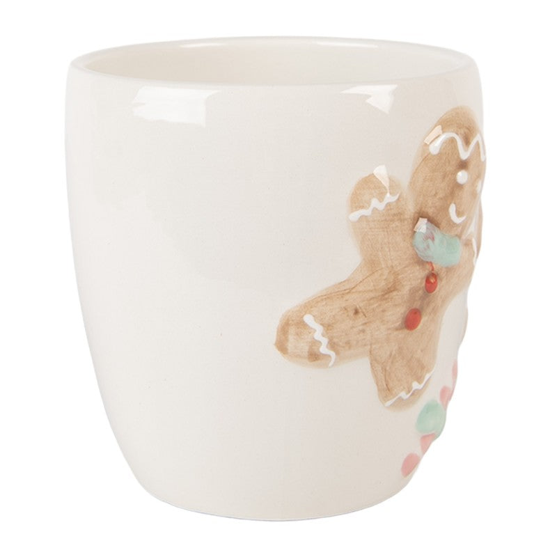 Clayre & Eef gingerbread kerst Mok 350 ml Wit Keramiek