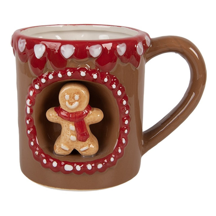 Clayre & Eef Kerst Mok 375 ml Bruin Keramiek Gingerbread man