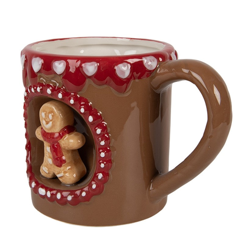 Clayre & Eef Kerst Mok 375 ml Bruin Keramiek Gingerbread man