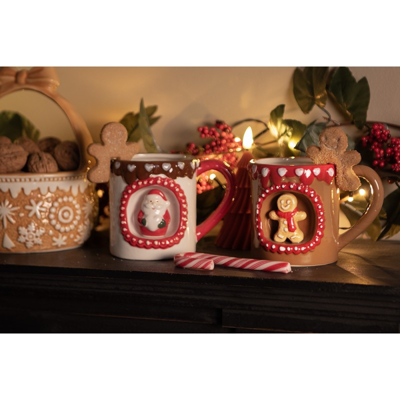 Clayre & Eef Kerst Mok 375 ml Bruin Keramiek Gingerbread man