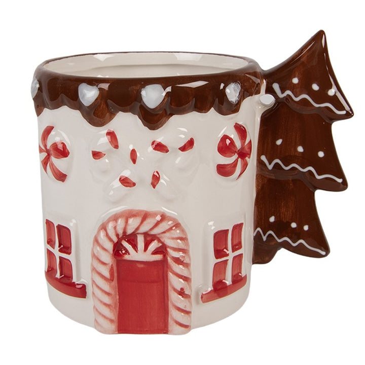 Clayre & Eef Kerst Mok 400 ml Wit Keramiek Kerstboom
