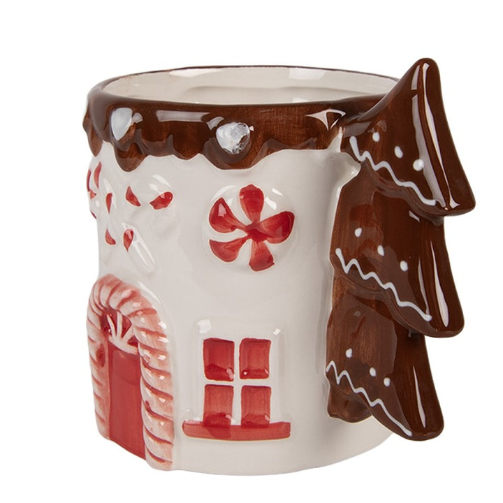 Clayre & Eef Kerst Mok 400 ml Wit Keramiek Kerstboom