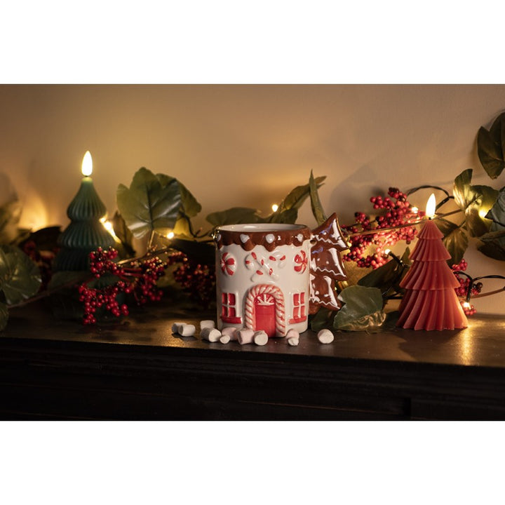 Clayre & Eef Kerst Mok 400 ml Wit Keramiek Kerstboom