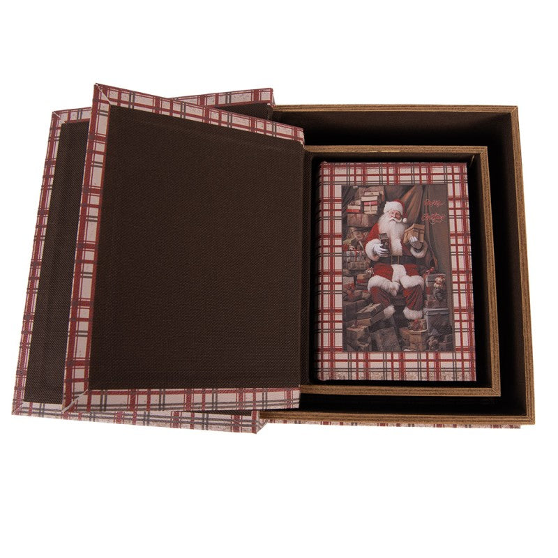 Clayre & Eef Kerst Opbergdoos Set van 3 Boeken 27/ 22 / 18 cm Bruin