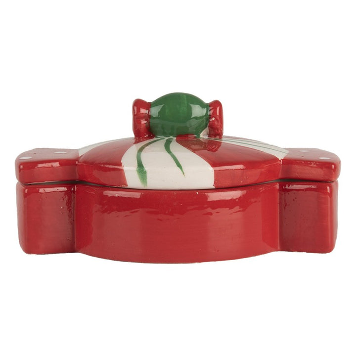 Clayre & Eef Voorraadpot 14x10x8 cm Rood Wit Keramiek