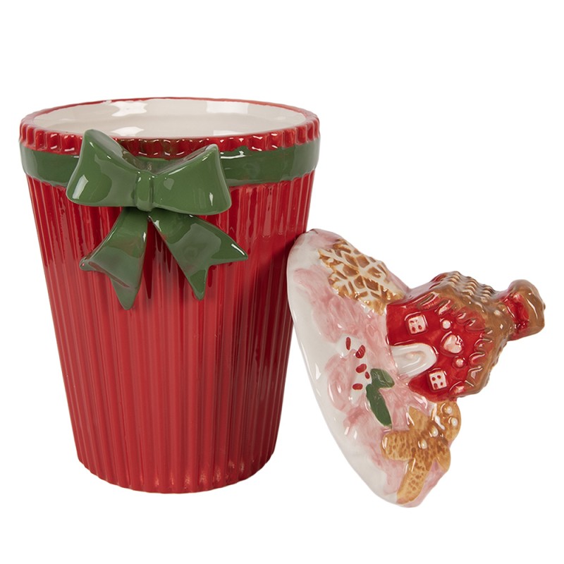 Kerst Voorraadpot Deksel Rood Keramiek