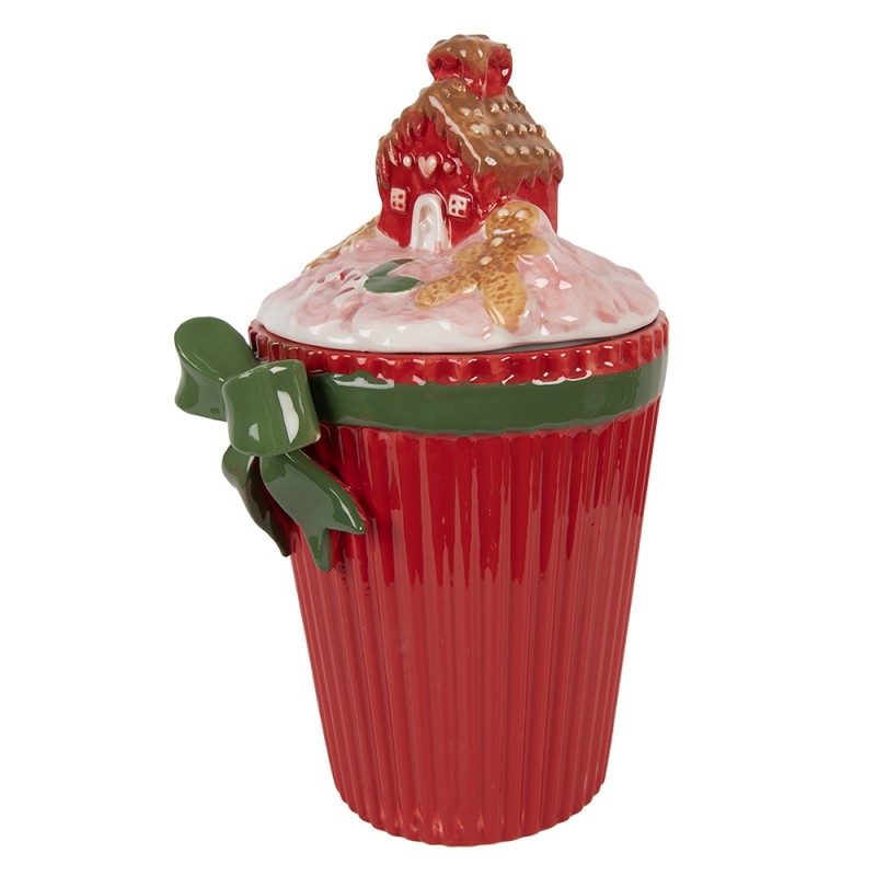 Kerst Voorraadpot Deksel Rood Keramiek