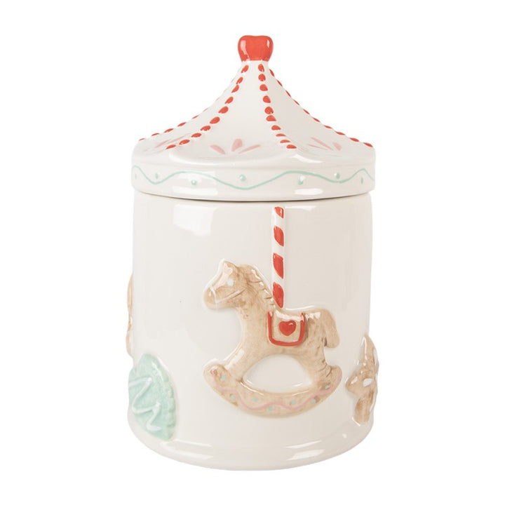 Clayre & Eef Voorraadpot Ø 15x22 cm Wit Bruin Keramiek