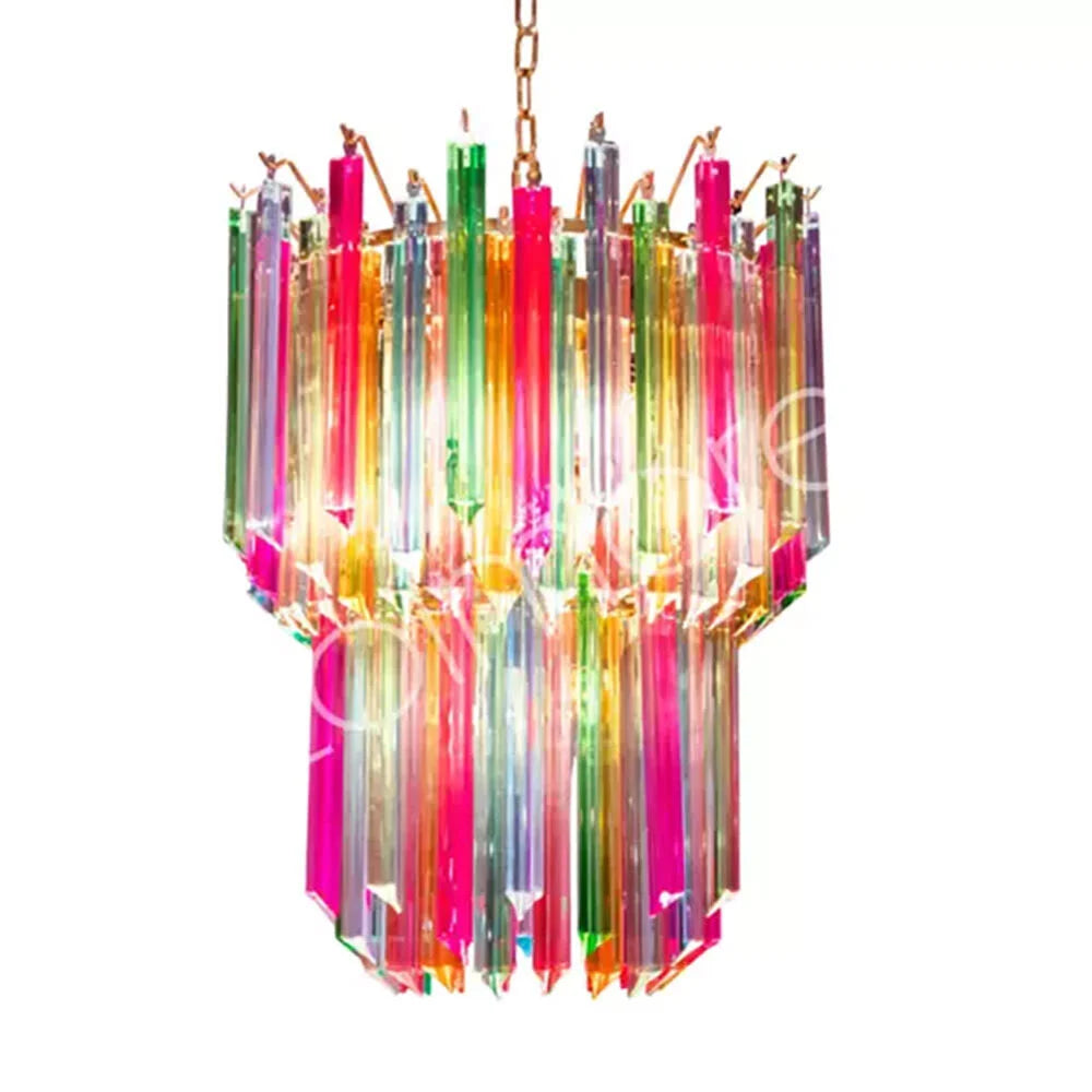 Colmore - Lamp Kroonluchter Pegels Multicolor Glas 47x74cm 3-laags