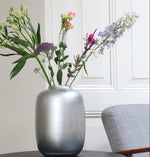 Artic Silver vaas – Mondgeblazen zilveren designvaas van glas
