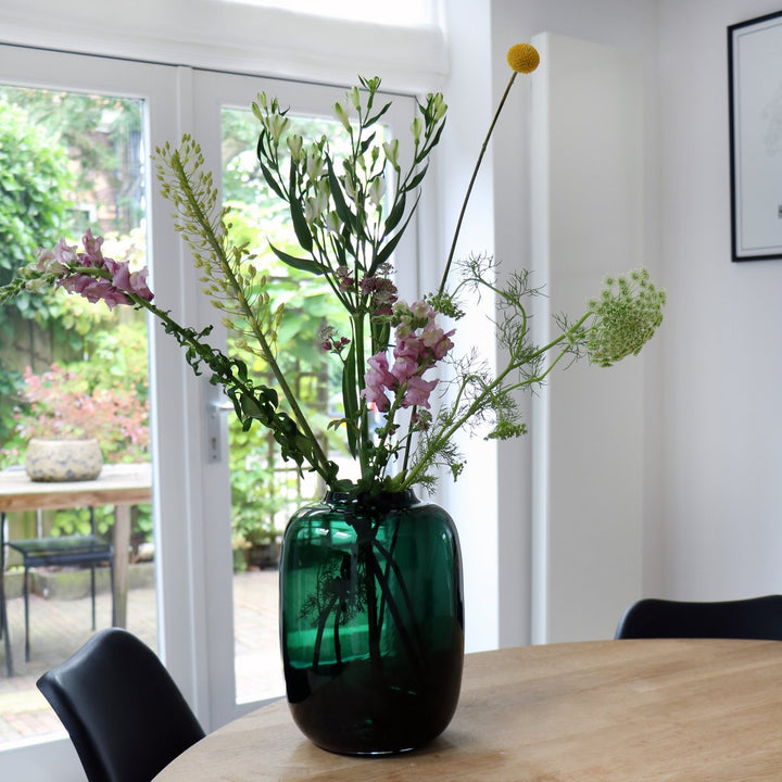 Artic vaas donkergroen – Mondgeblazen glazen designvaas 35 cm