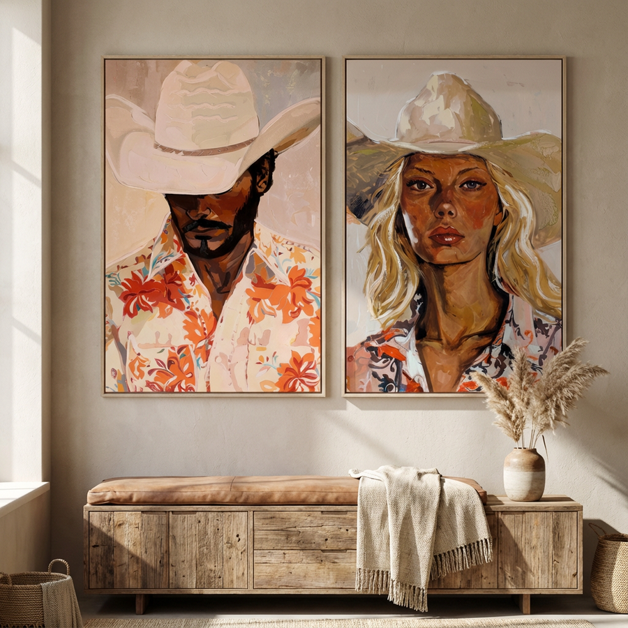 Cowboy Schilderij op Canvas 80x120 cm – Wanddecoratie