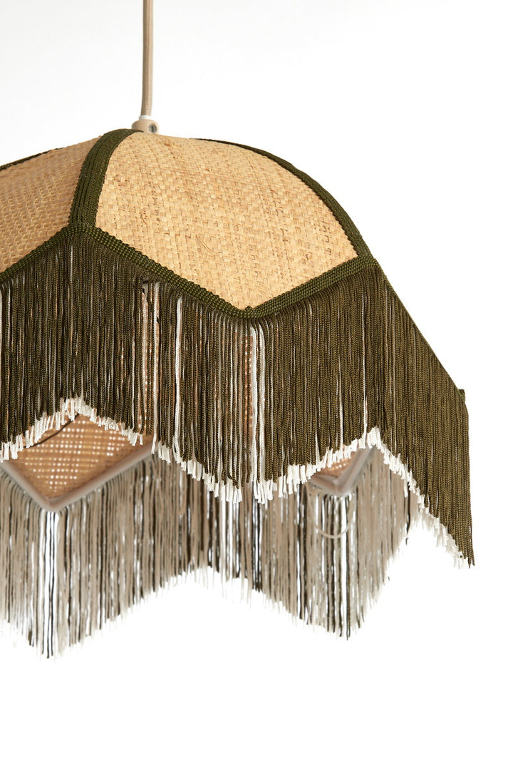 Light & Living Hanglamp Sulina Raffia Naturel/Groen