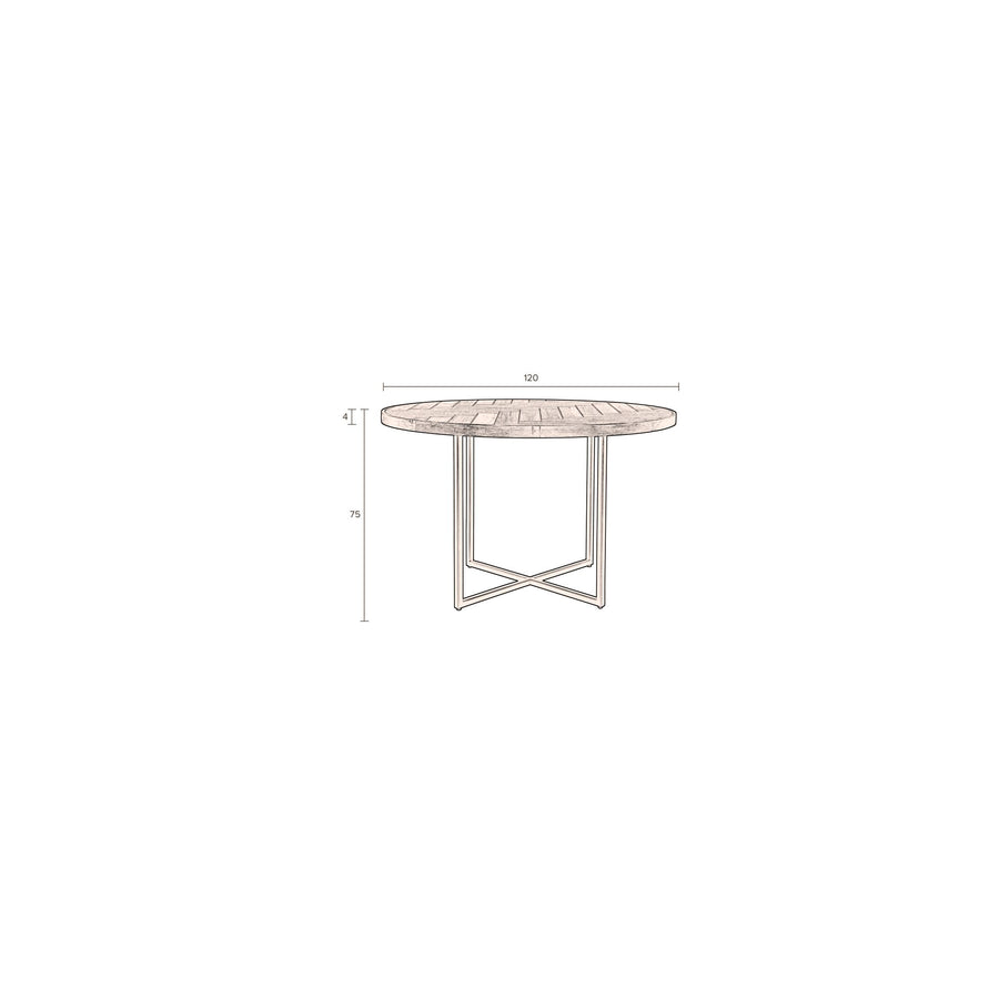 Maattekening ronde eettafel 120 x 75 cm Dutchbone Class