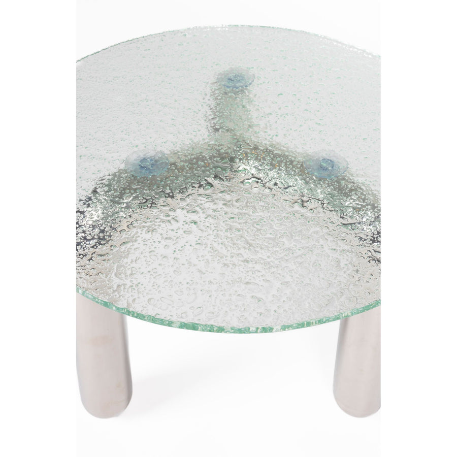 Ronde glazen salontafel Dutchbone Marly van opzij