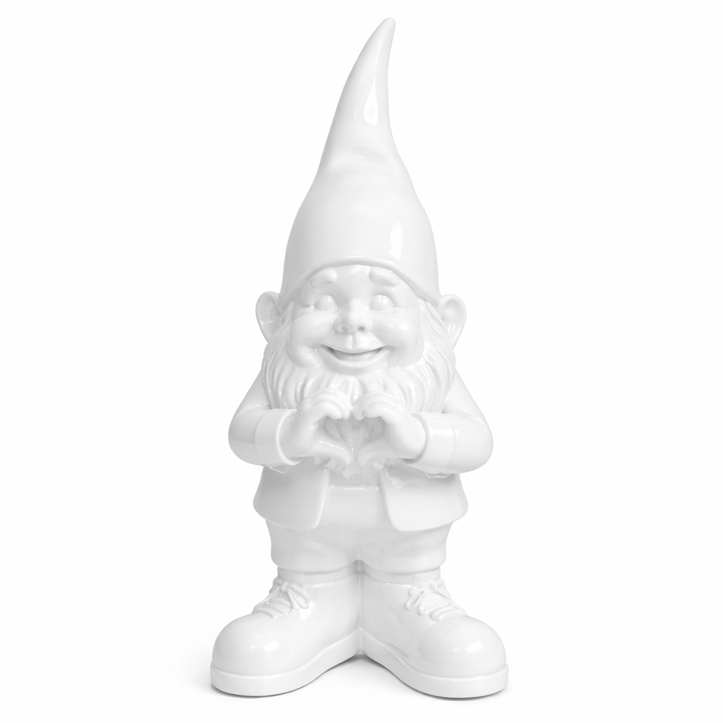 Witte Valentijns kabouter/gnoom met Hart