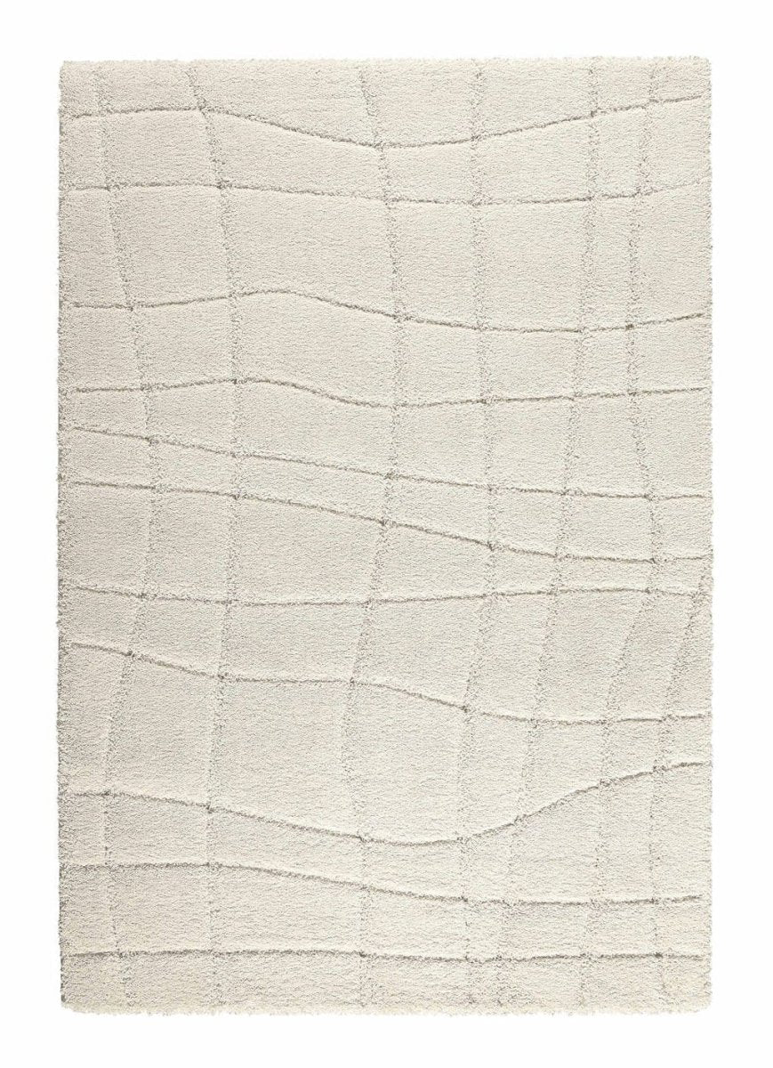 Brinker Loona vloerkleed Ivory - volledig kleed met onregelmatig rasterpatroon