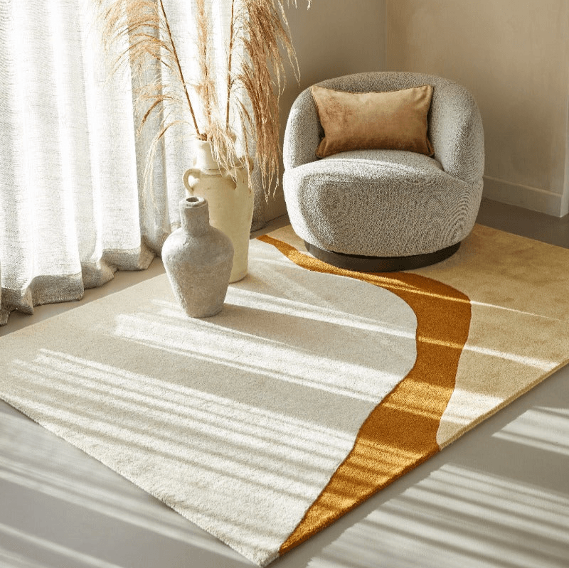 Detail van het Brinker Organix wollen vloerkleed Gold