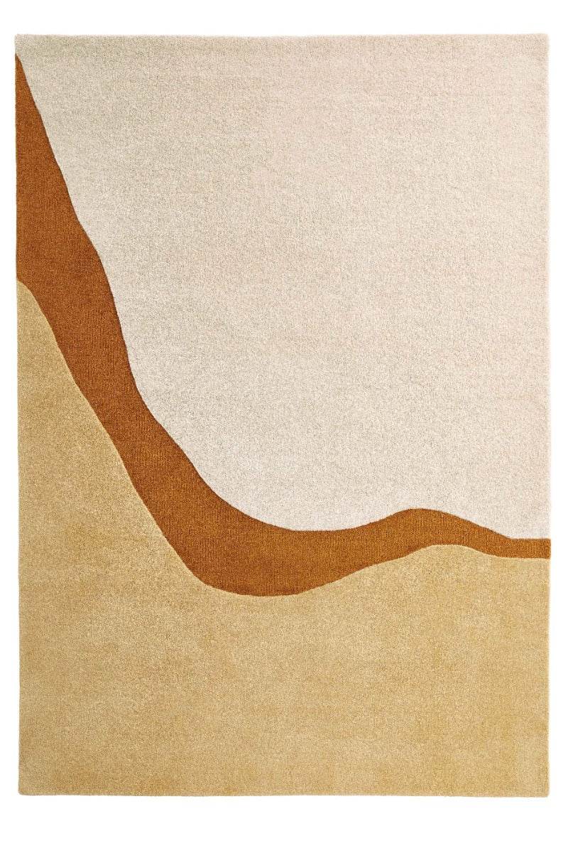Brinker Organix wollen vloerkleed Gold - volledig kleed met organisch dessin