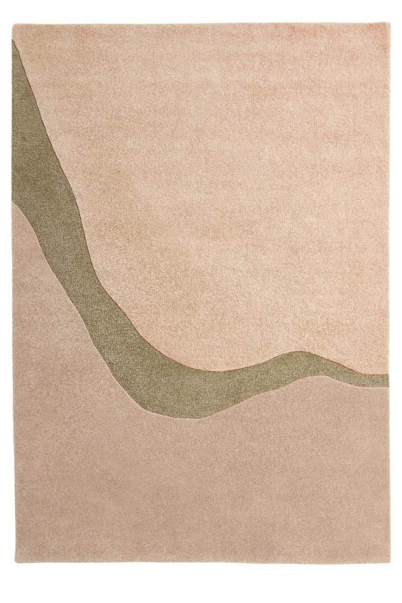 Brinker Organix wollen vloerkleed Khaki - volledig kleed met organisch dessin