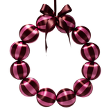 Kerstballenkrans roze/bordeaux met strik – Vondels