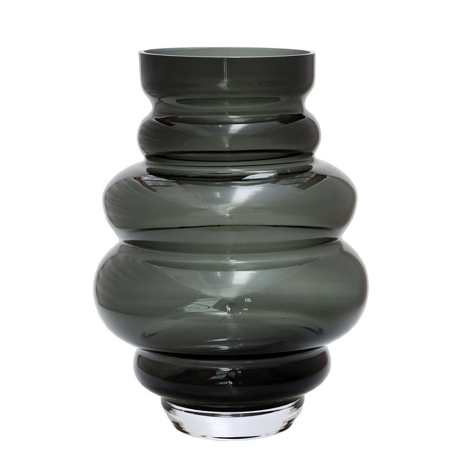 Maputo Gray vaas – mondgeblazen glazen designvaas in grijs/groen | Ø18/22 x H24/30 cm – stoer en stijlvol