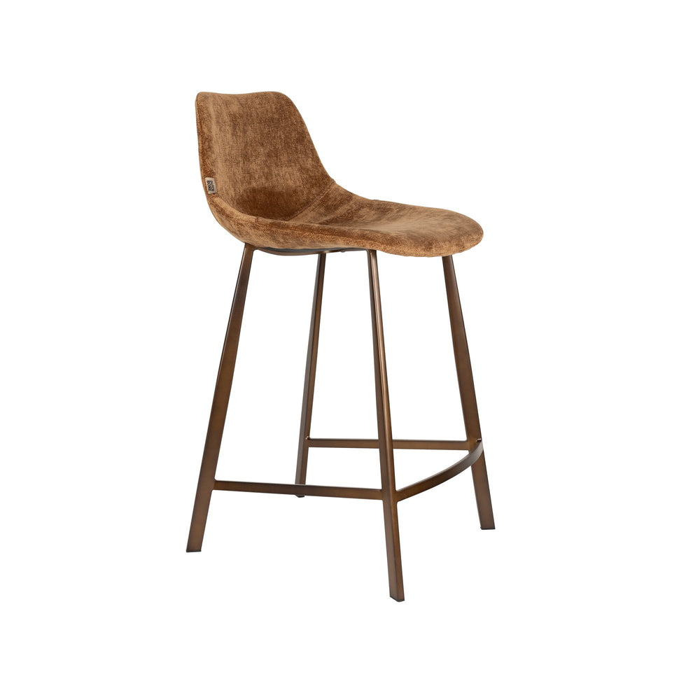 Barkruk 65 cm cognac geweven met bronzen onderstel – Dutchbone Franky