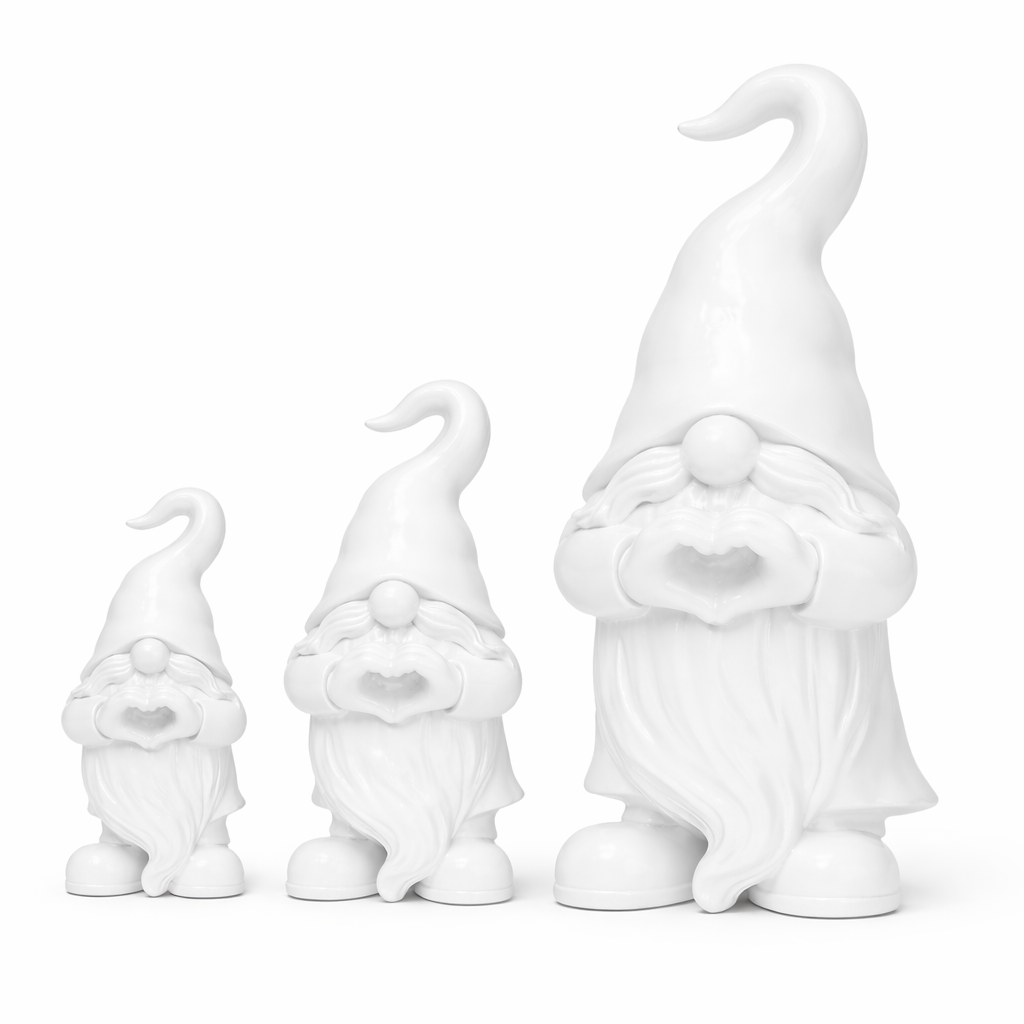 Witte Valentijns kabouter/gnoom met Hart