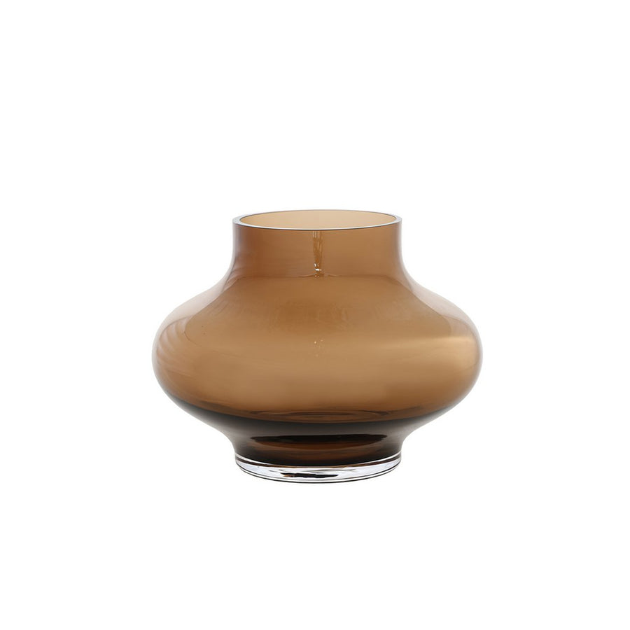 Ruvuma Taupe vaas – Mondgeblazen design van glas Ø20/28 x H15/28 cm
