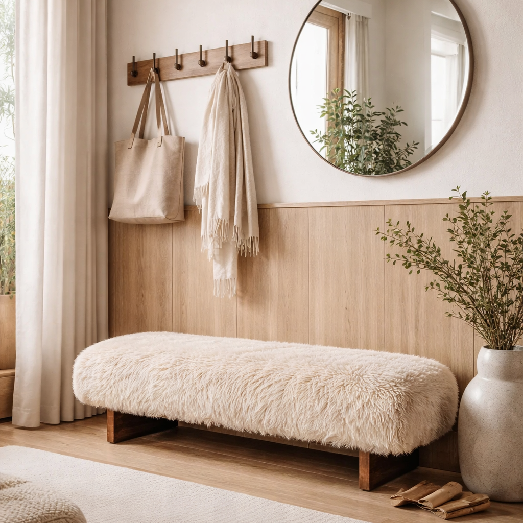 Zitbank Hari beige stof hout
